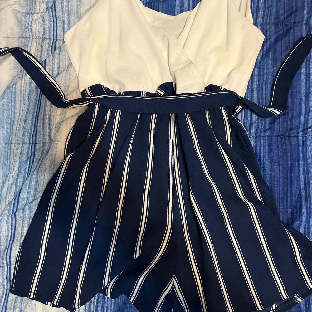 Blue Striped Romper